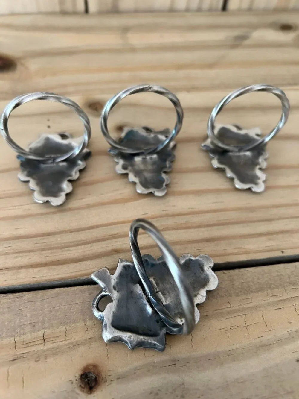 Set of 4 Pewter Grape Cluster Napkin Rings Holders